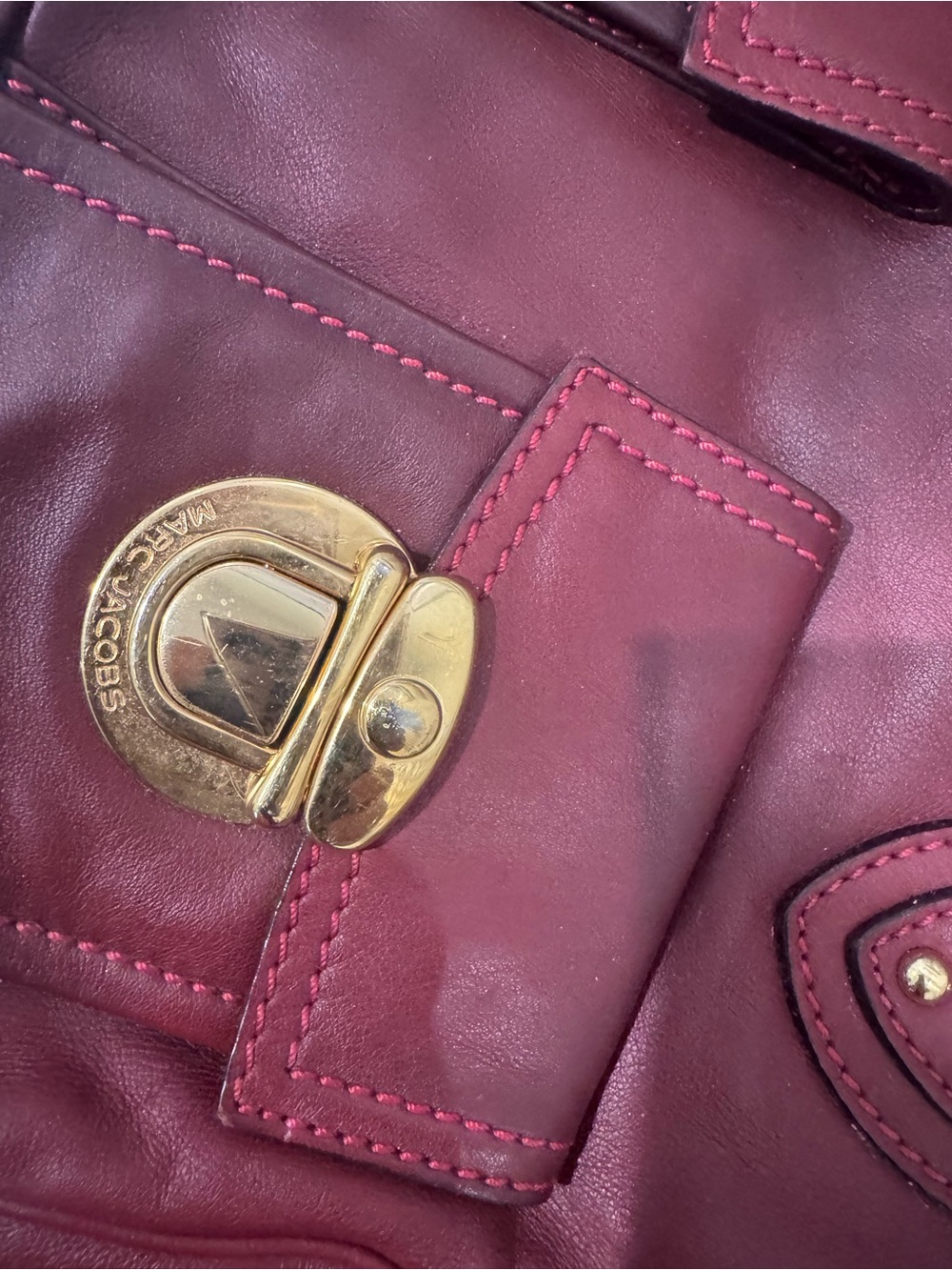 Marc Jacobs Deep Burgundy Leather Blake Satchel with Gold Hardware - Picture 9 of 13